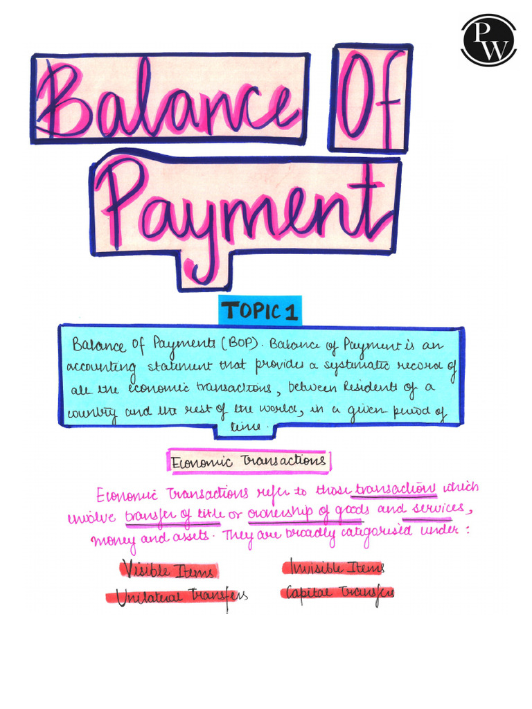 Bop and Foreign Exchange Rate Handwritten Notes Kautilya | PDF