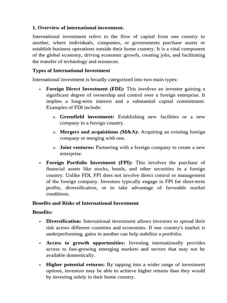 International Investment Overview and Law | PDF | Precedent | Foreign ...