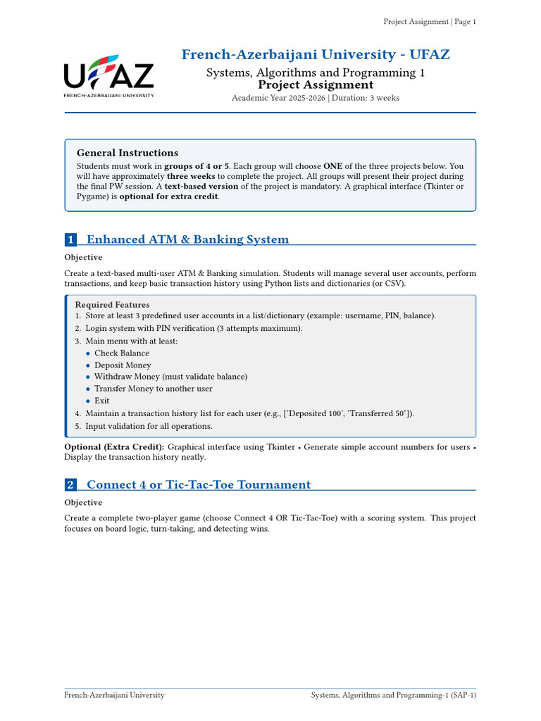 UFAZ Programming Project Assignment | PDF | Personal Identification ...