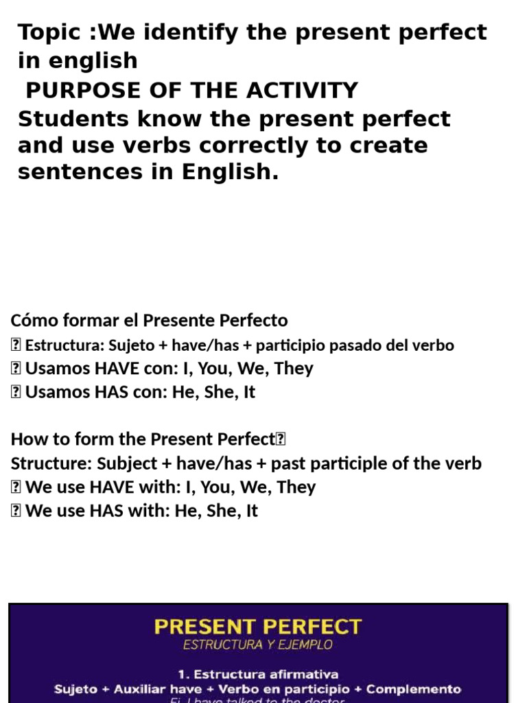 Uso y formación del presente perfecto | PDF | Tipología Lingüística ...