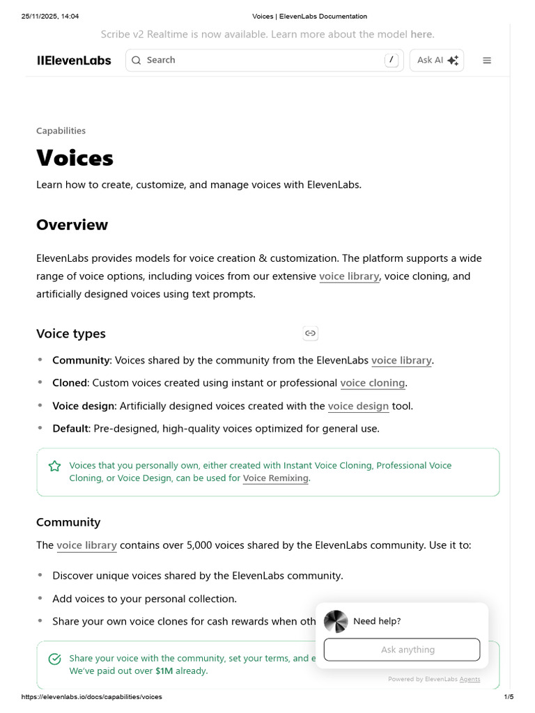 Voices _ ElevenLabs Documentation | PDF | Human Communication | Linguistics