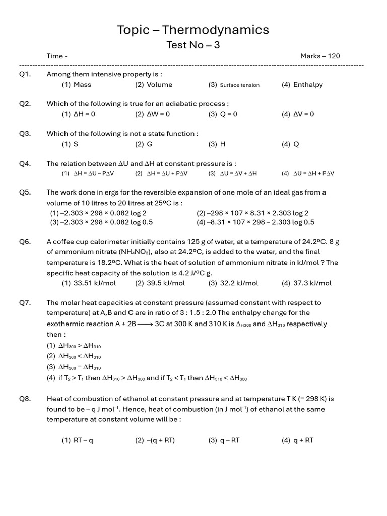 Thermodynamics 3 | PDF | Heat | Enthalpy