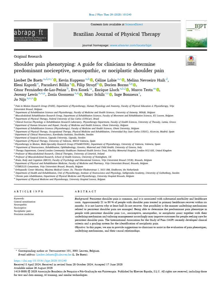 Shoulder Pain Phenotyping Guide | PDF | Pain | Peripheral Neuropathy