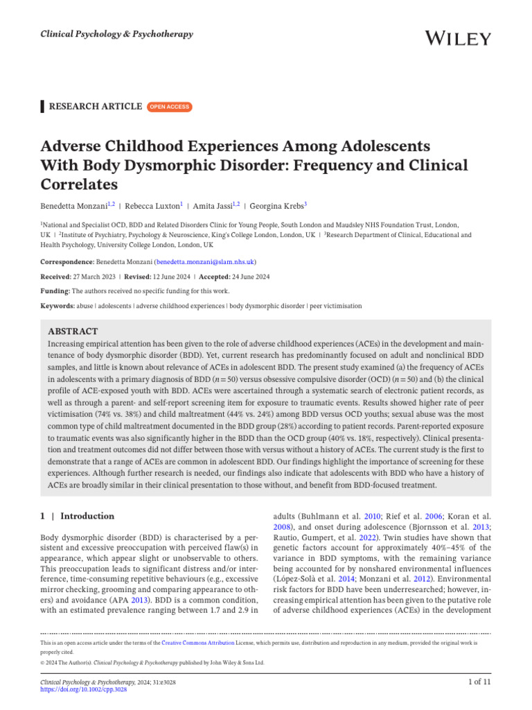 Adverse Childhood Experiences | PDF | Obsessive–Compulsive Disorder ...