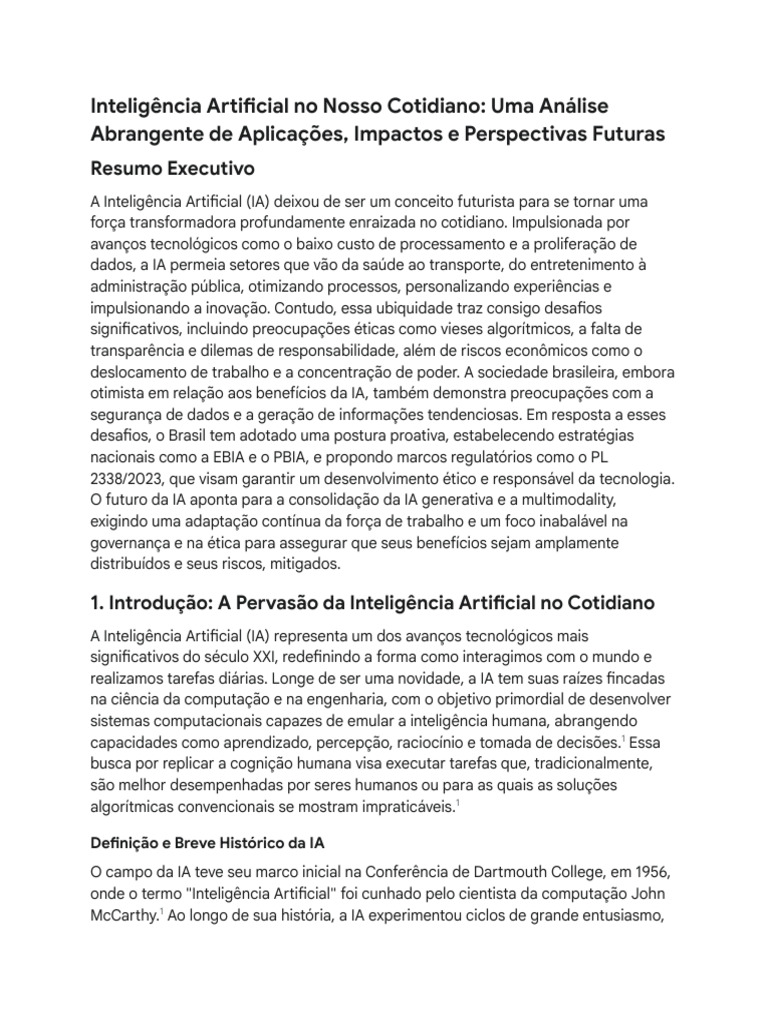 Impactos da Inteligência Artificial no Cotidiano | PDF | Inteligência ...