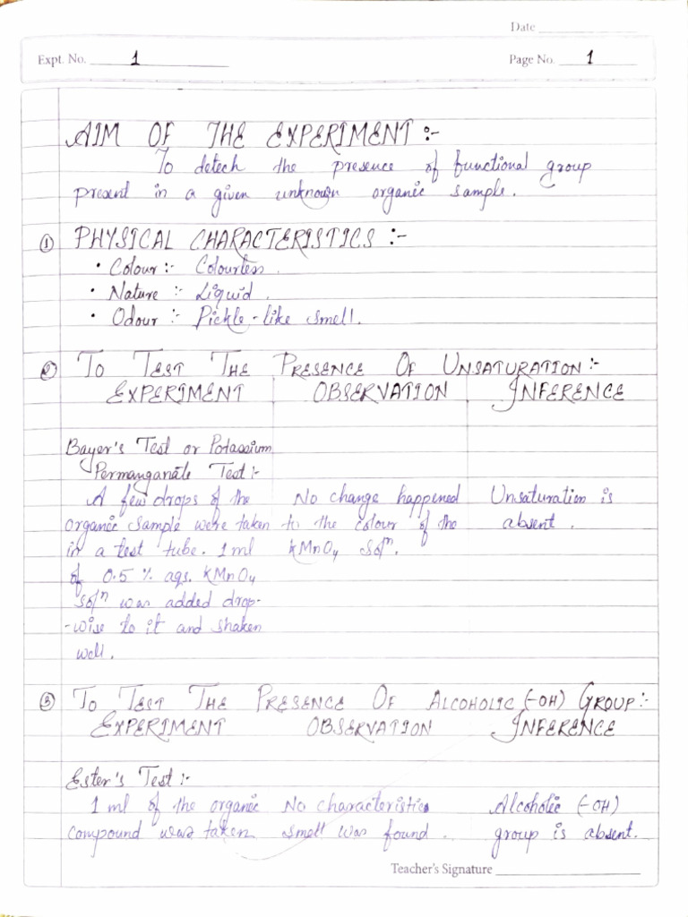 Chemistry Organic Practical (Functional Group Detection) | PDF