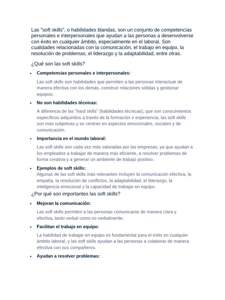 Importancia de las Soft Skills Laborales | PDF