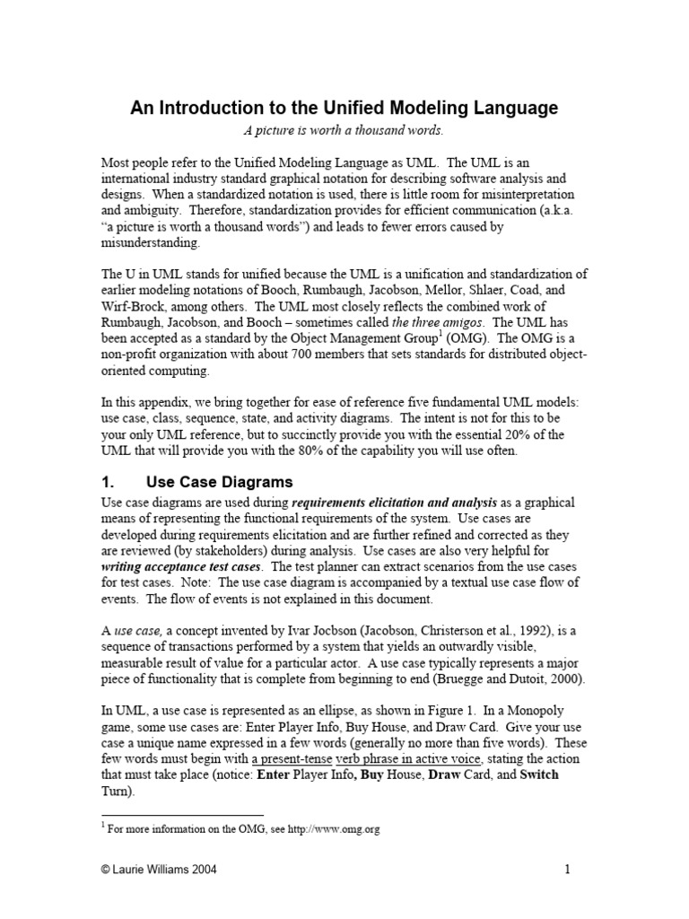 An Introduction To The Unified Modeling | PDF | Class (Computer ...