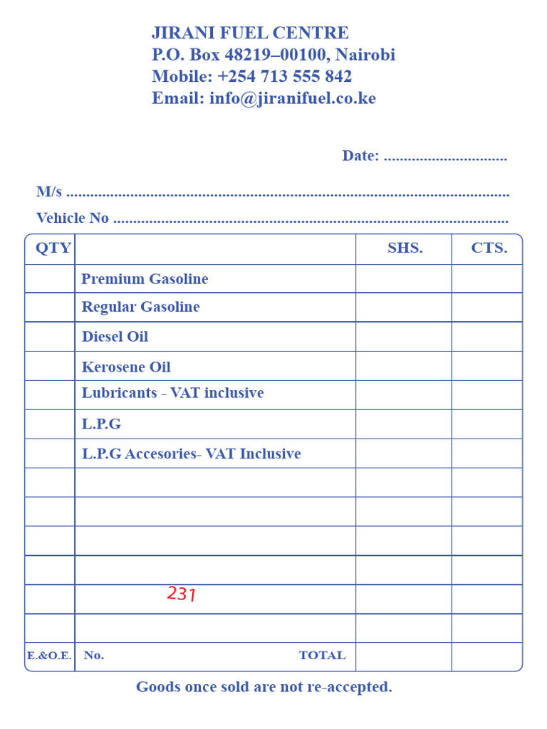 Fuel Receipt Template | PDF | Diesel Fuel | Hydrocarbons
