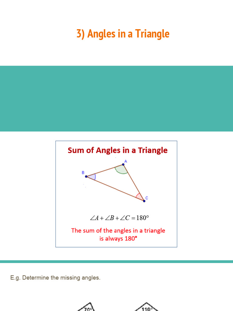 3) Angles in A Triangle - Completed | PDF