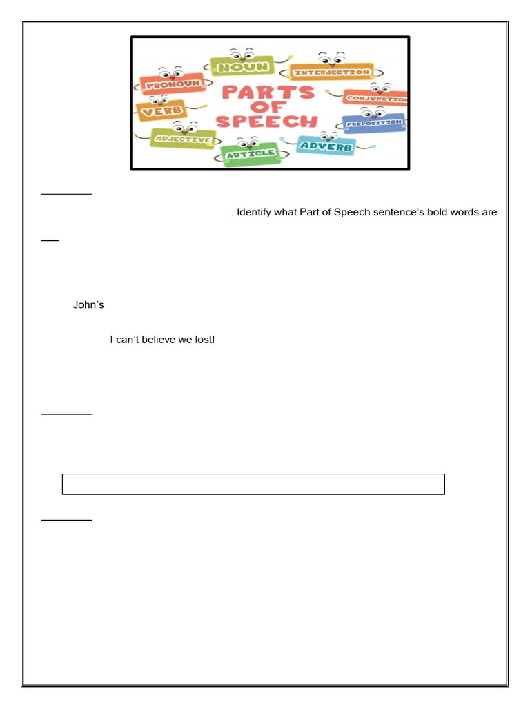 Parts of Speech Activities for Students | PDF | Part Of Speech | Adjective