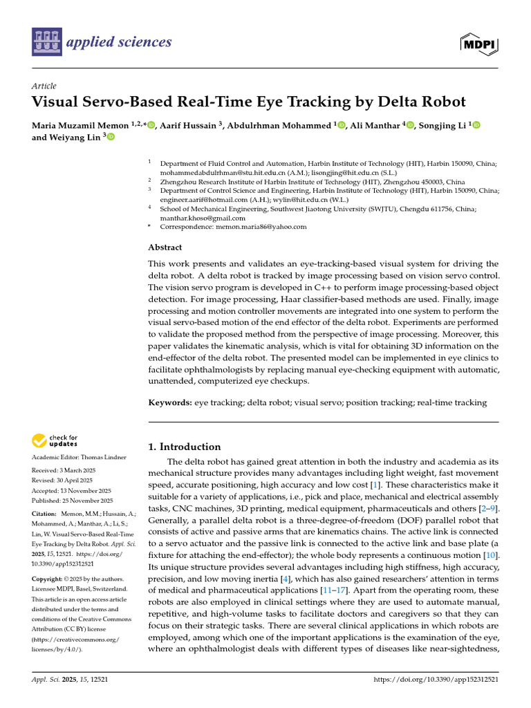 Real-Time Eye Tracking with Delta Robot | PDF | Kinematics | Robot