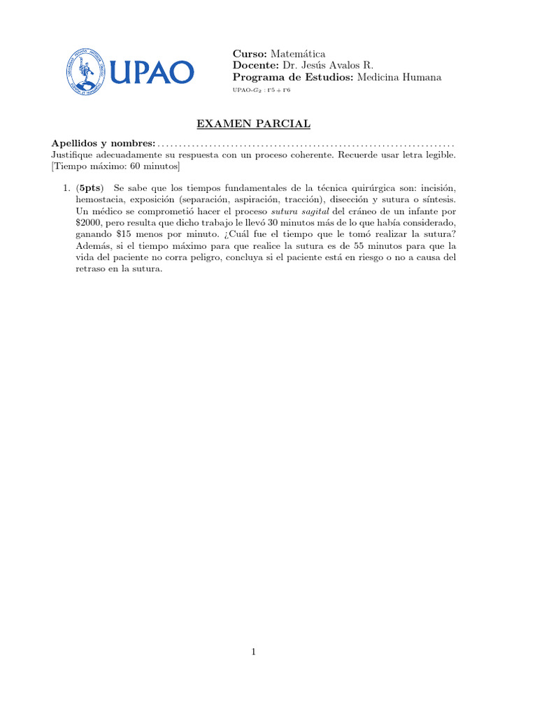 Parcial Mat II | PDF | Medicina