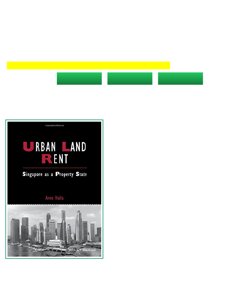 Urban land rent Singapore as a property state 1st Edition Haila Ready ...