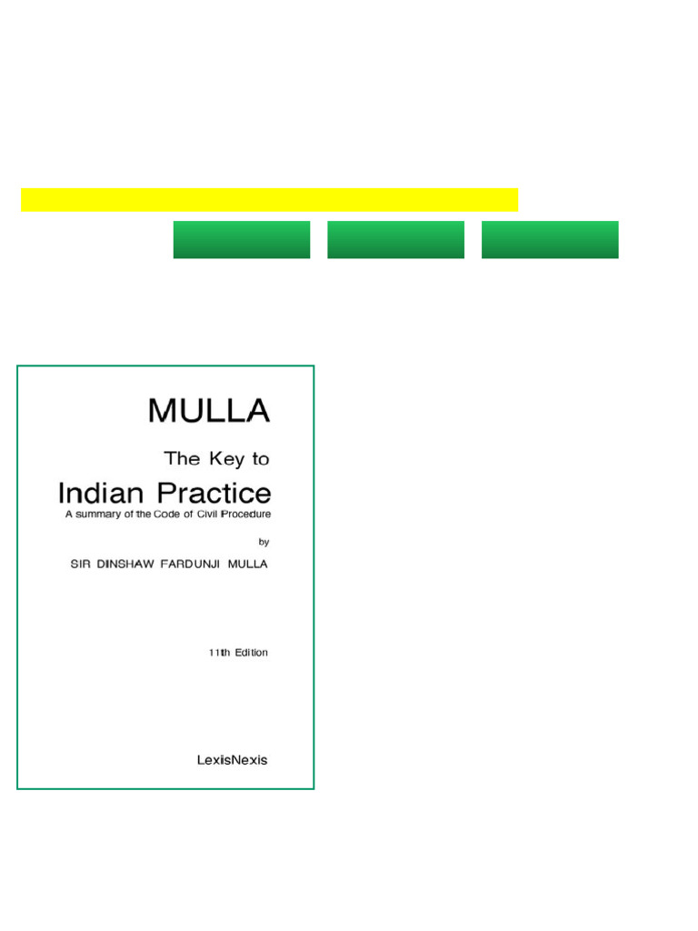MULLA The Key to Indian Practice 11th Edition Dinshaw Fardunji Mulla ...