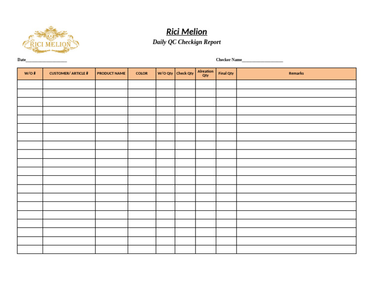 Daily QC Checking Report Template | PDF