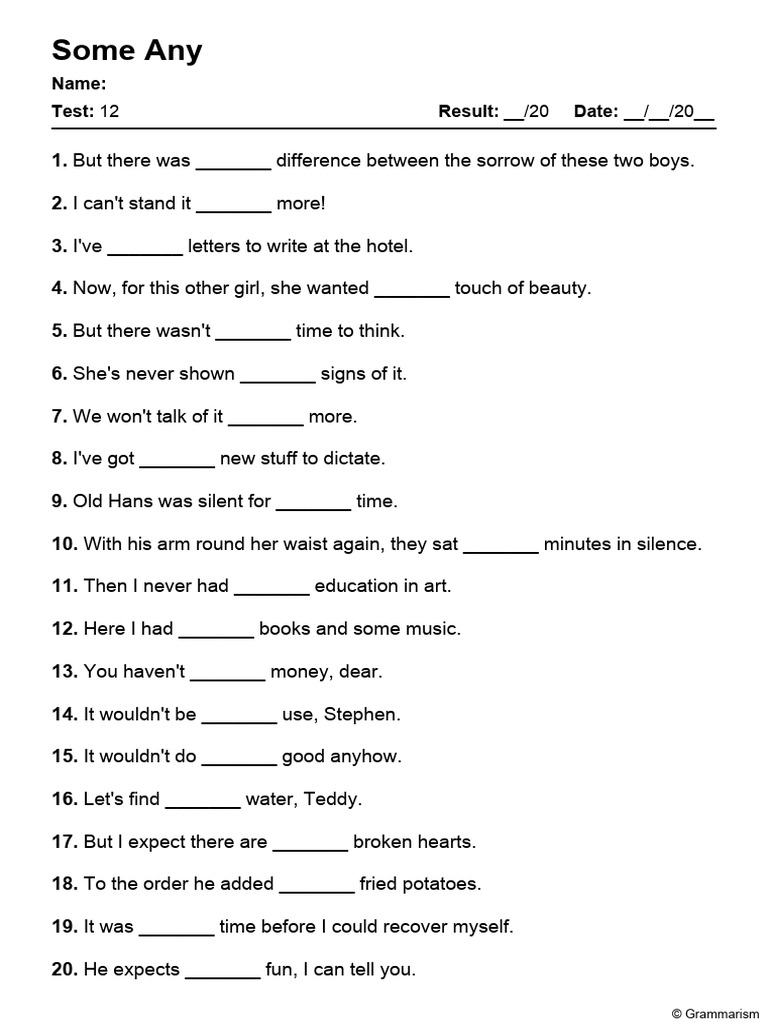 Grammarism Some Any Test 12 1589471 | PDF