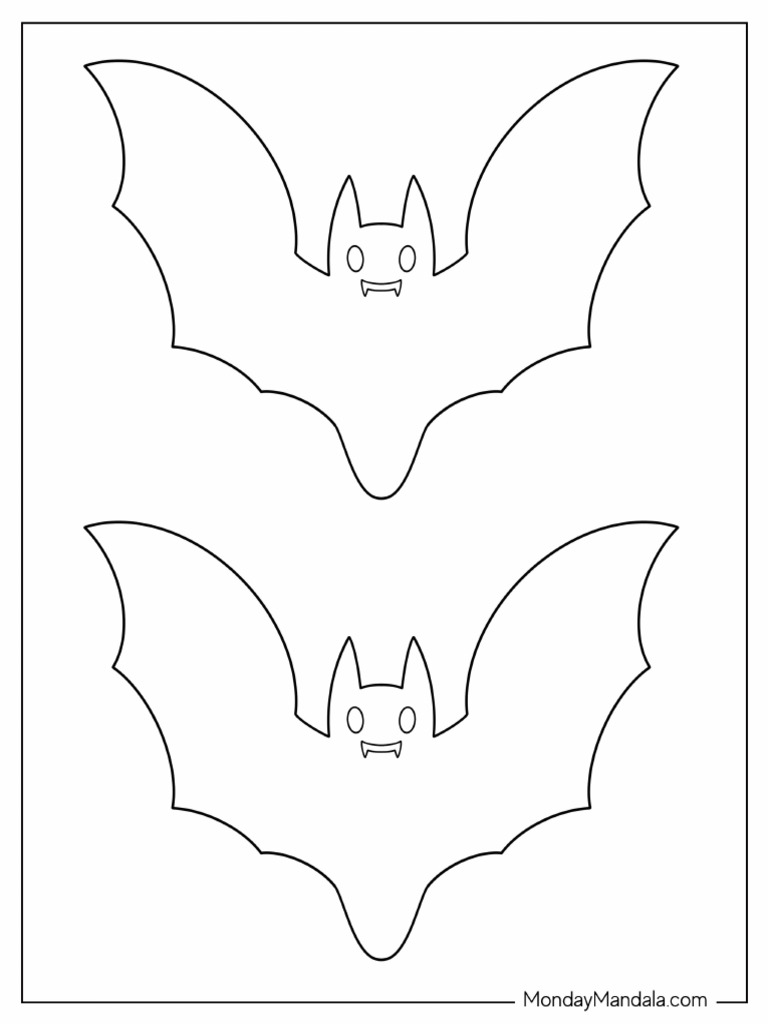 Two Half Page Simple Bat Template For Preschoolers | PDF