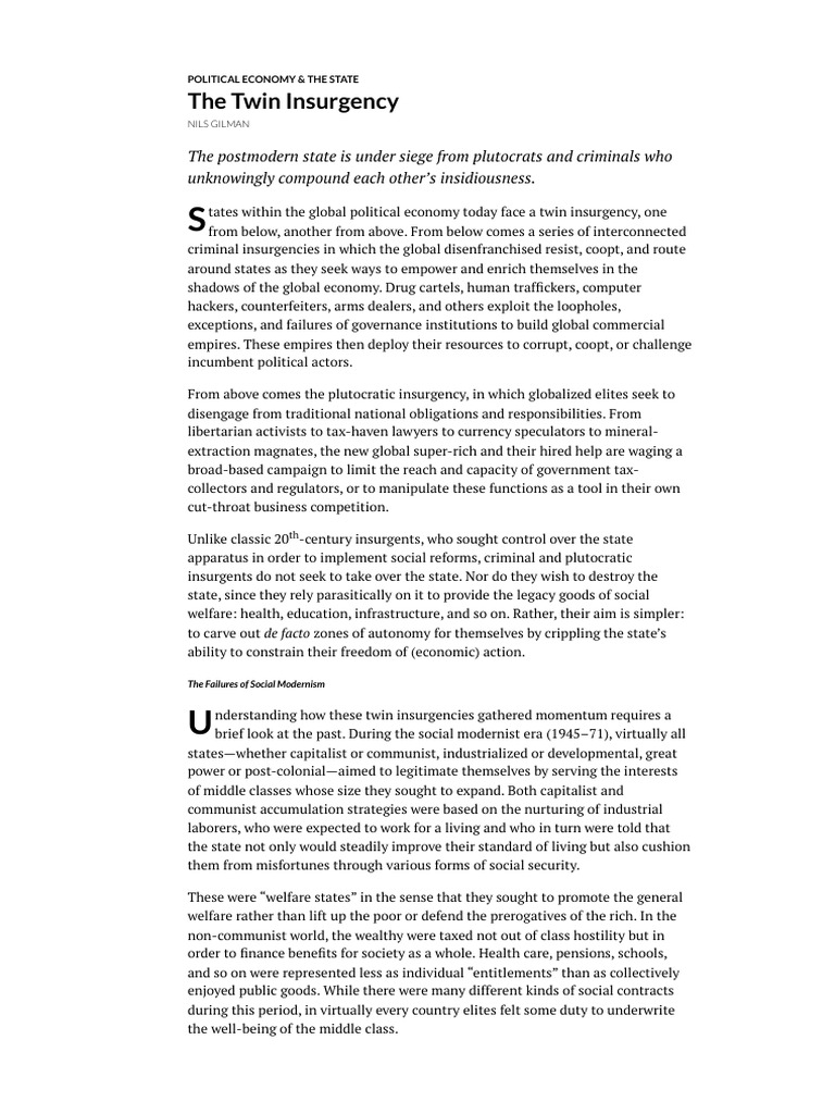 Gilman 2014 The Twin Insurgency The American Interest Pdf