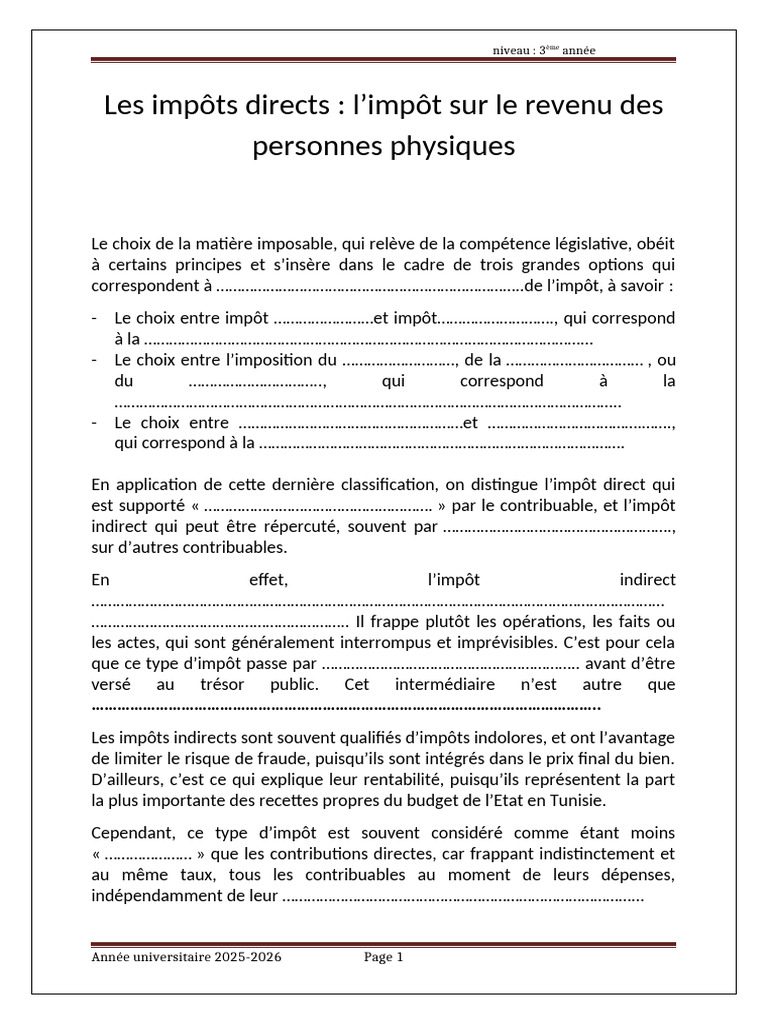 Impôt sur le revenu des personnes physiques | PDF | Impôt sur le revenu ...