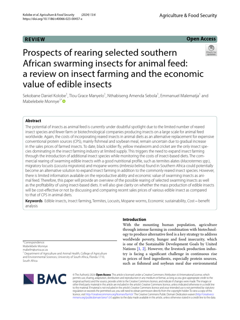Prospects of Rearing Selected Southern African Swarming Insects For ...