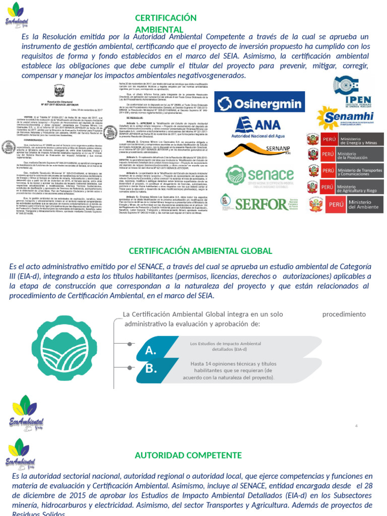 Certificación Ambiental y SEIA en Perú | PDF | Evaluación de impacto ...