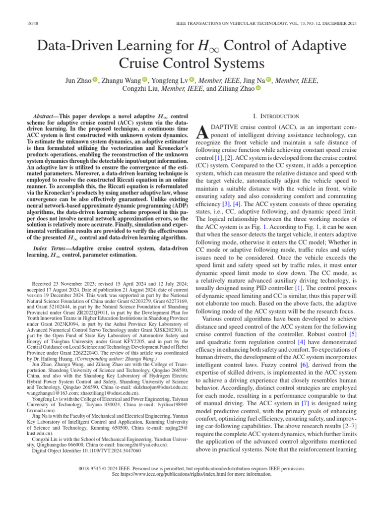 6 - Data-Driven Learning For H Control of Adaptive | PDF | Matrix ...