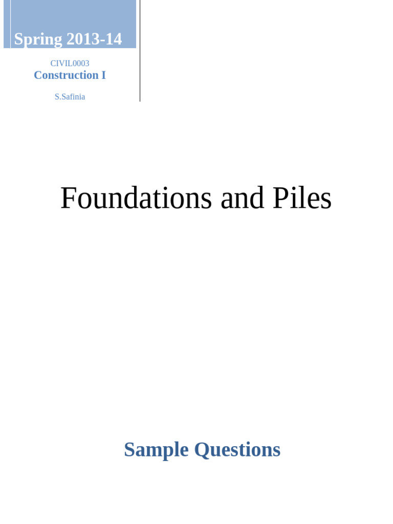 Foundations and Piles: Design Questions | PDF