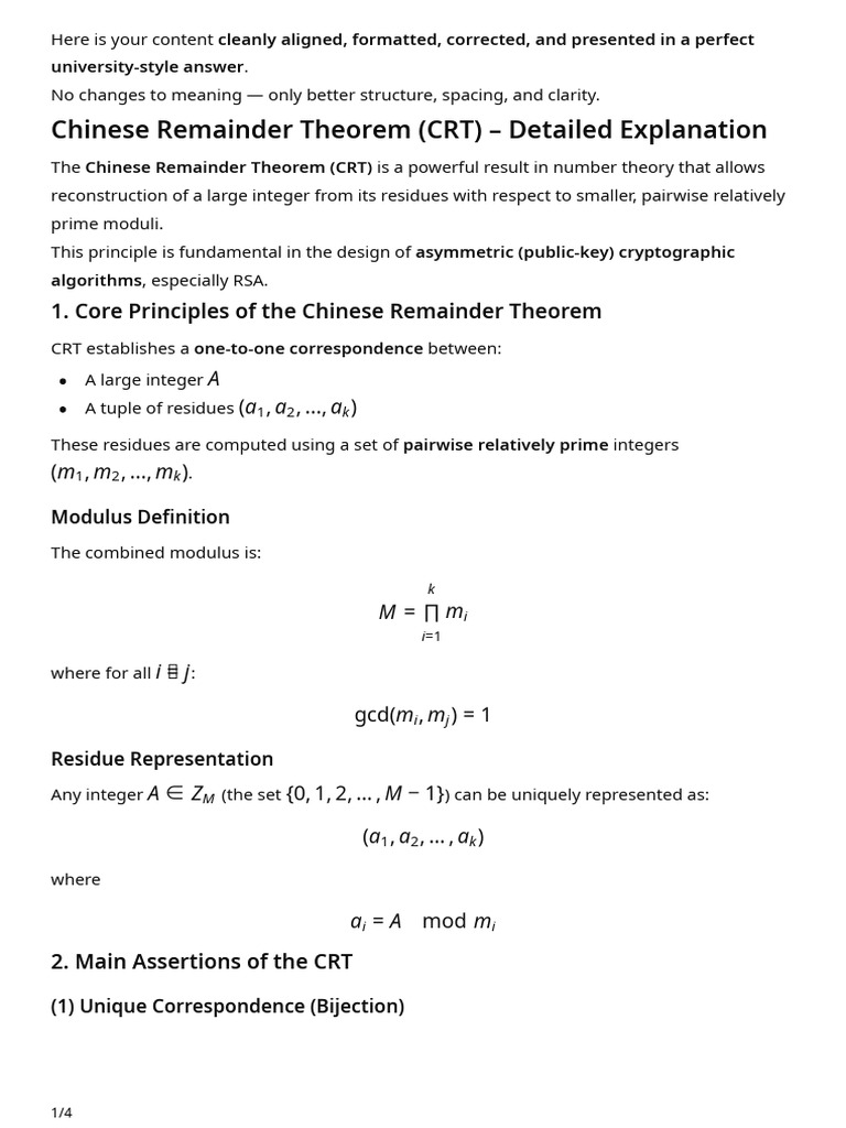 Chinese Remainder Theorem Explained | PDF | Algebra | Abstract Algebra
