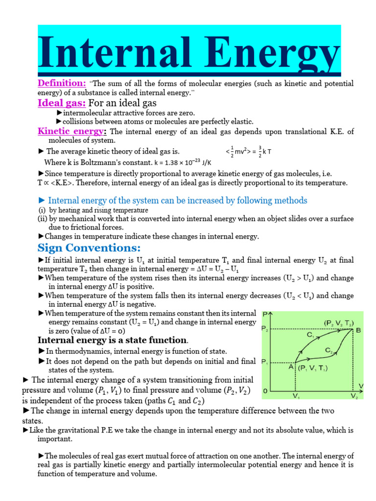 Phy-I Ch-8 Internal Energy Notes | PDF | Gases | Temperature
