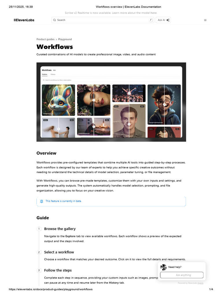ElevenLabs Workflows Overview Guide | PDF | Artificial Intelligence ...