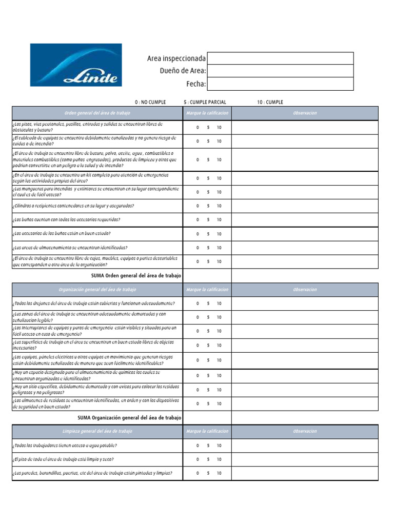 Checklist SOL Linde R2 | PDF | Residuos