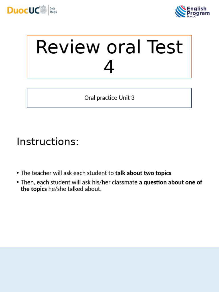 Oral Test Practice Guide for Students | PDF | Grammar | Linguistics
