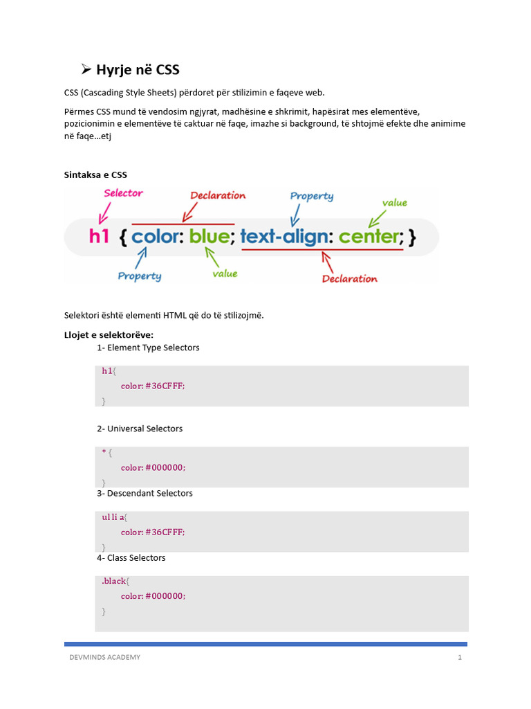 1.lesson - 3 - Hyrje Ne CSS | PDF | Text | Cyberspace