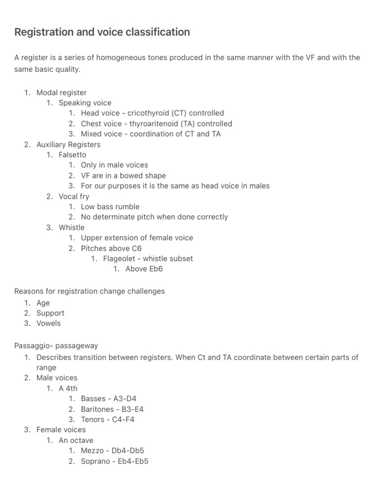 Voice Classification and Registers Guide | PDF | Pitch (Music ...