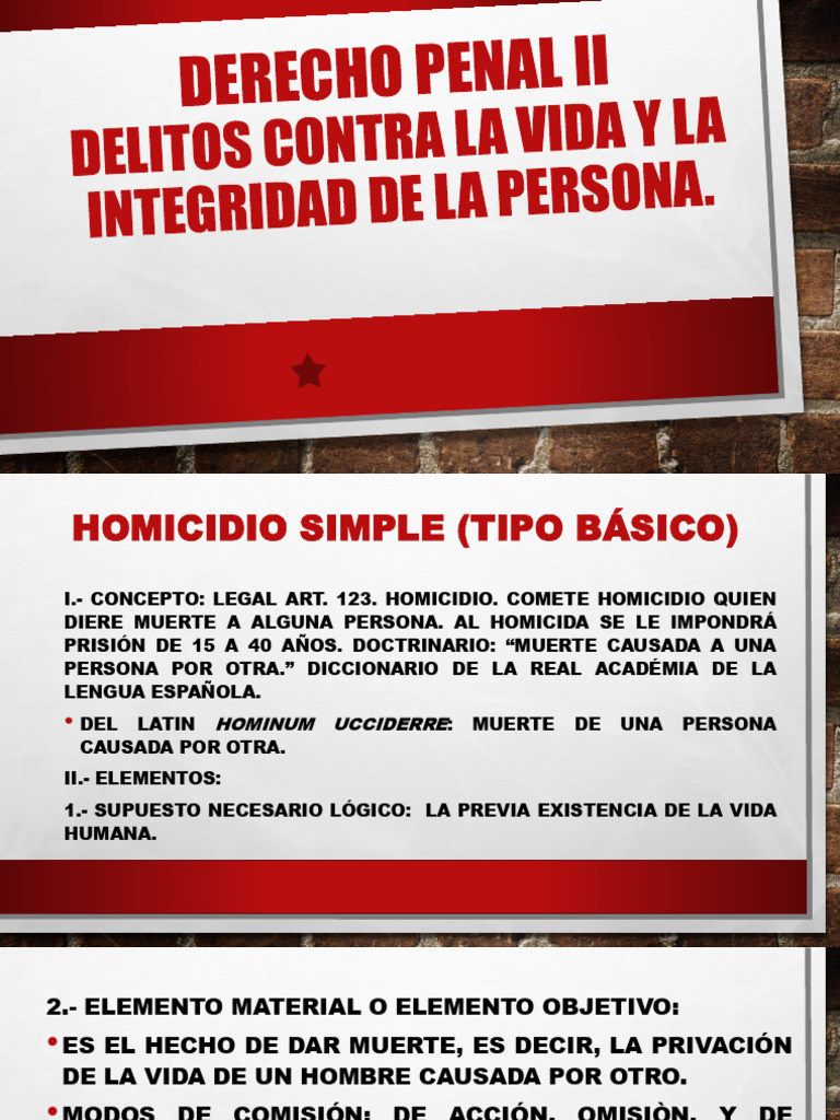 Delitos Contra La Vida y La Integridad | PDF | Homicidio | Homicidio ...