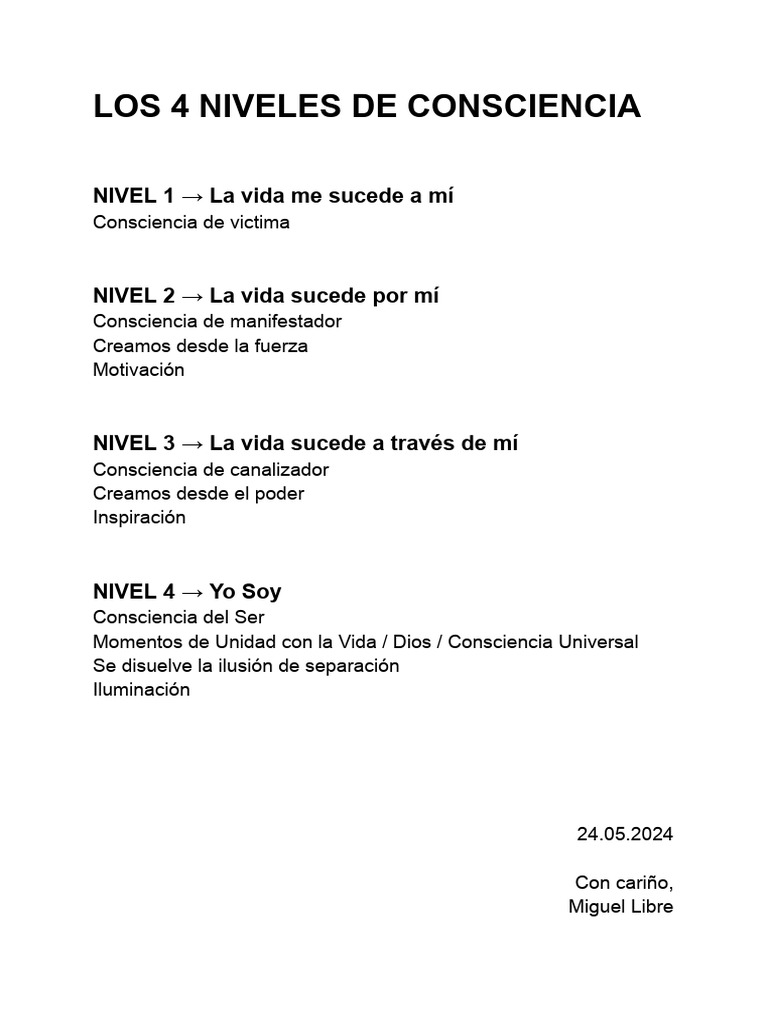 Niveles de Consciencia Explicados | PDF