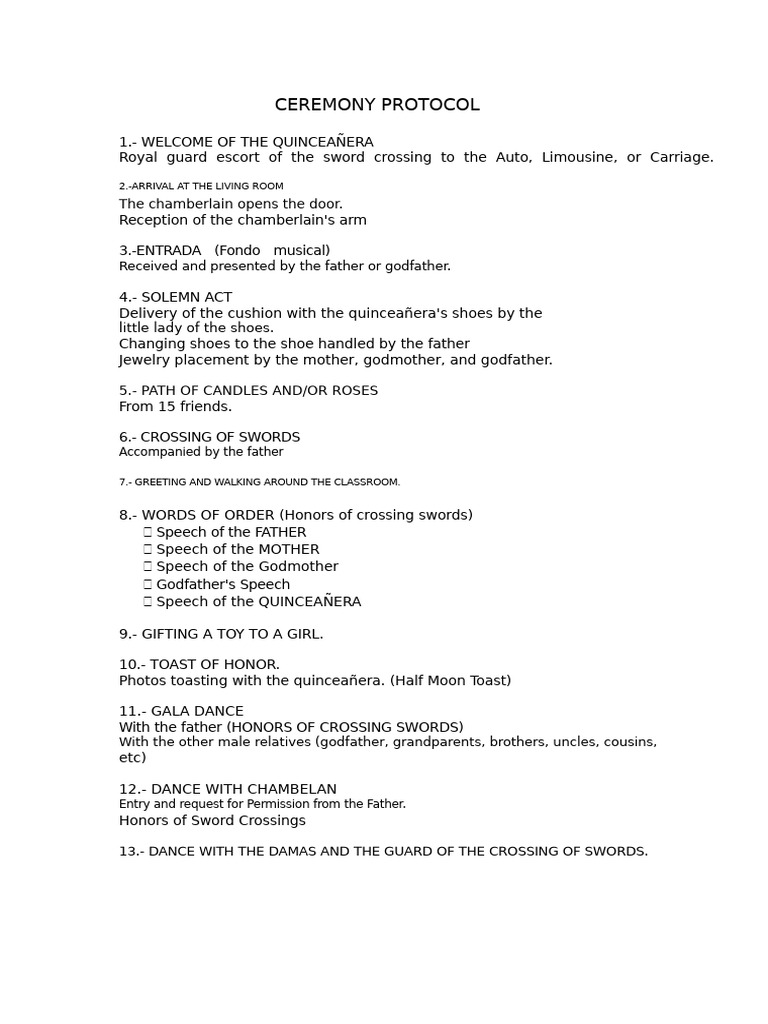 Quinceañera Ceremony Protocol Guide | PDF