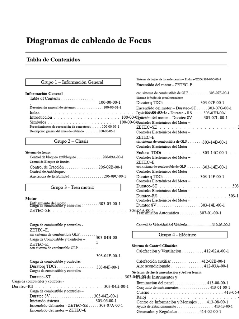 Diagramas de Cableado Ford Focus 2002 | PDF | Estilos de carrocería
