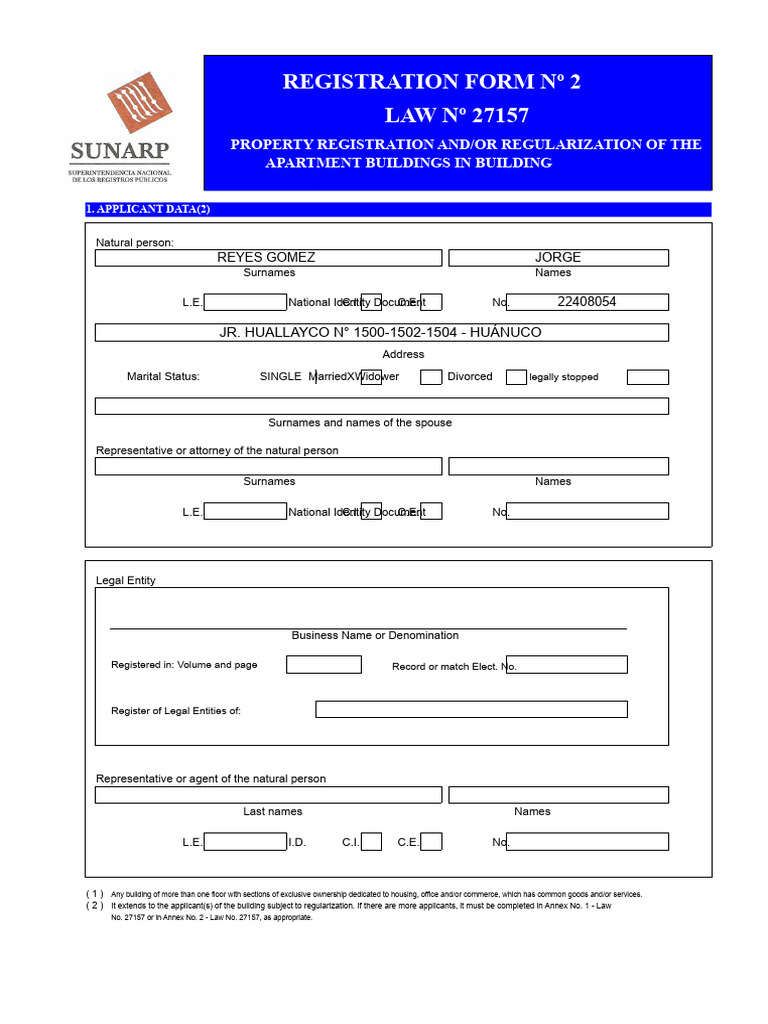 Property Registration Form Law 27157 | PDF | Notary Public | Deed