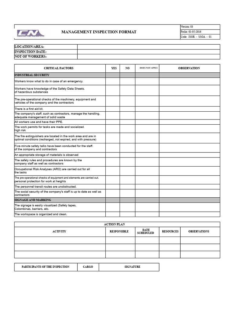 Management Inspection Format - V03 | PDF