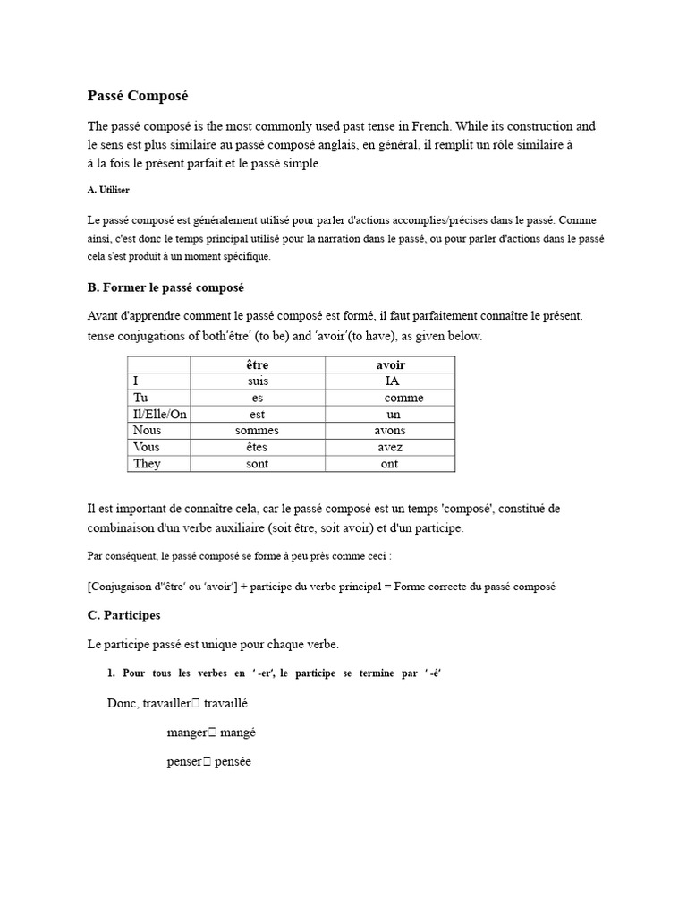 Guide du Passé Composé en Français | PDF | Verbe | Sémantique