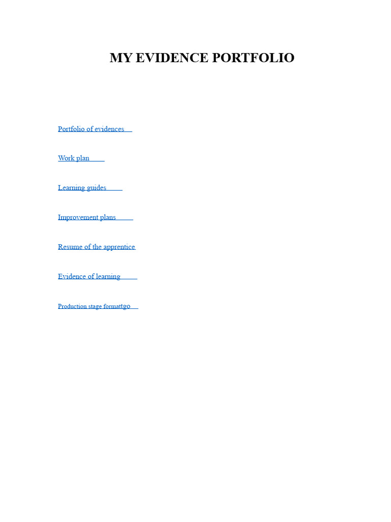 Evidence Portfolio in Word | PDF