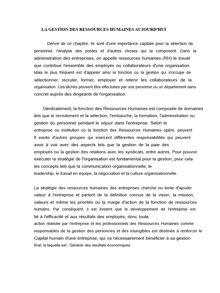Gestion moderne des ressources humaines | PDF | Gestion des ressources ...