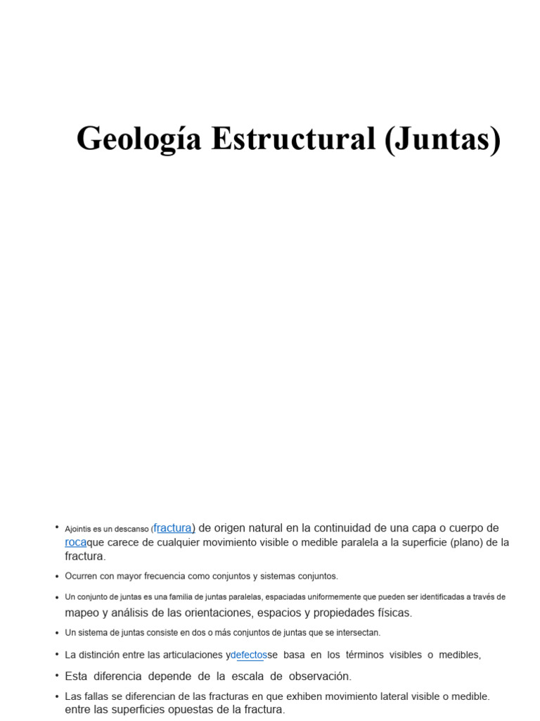 Geología Estructural (Juntas) | PDF | Roca (geología) | Fractura