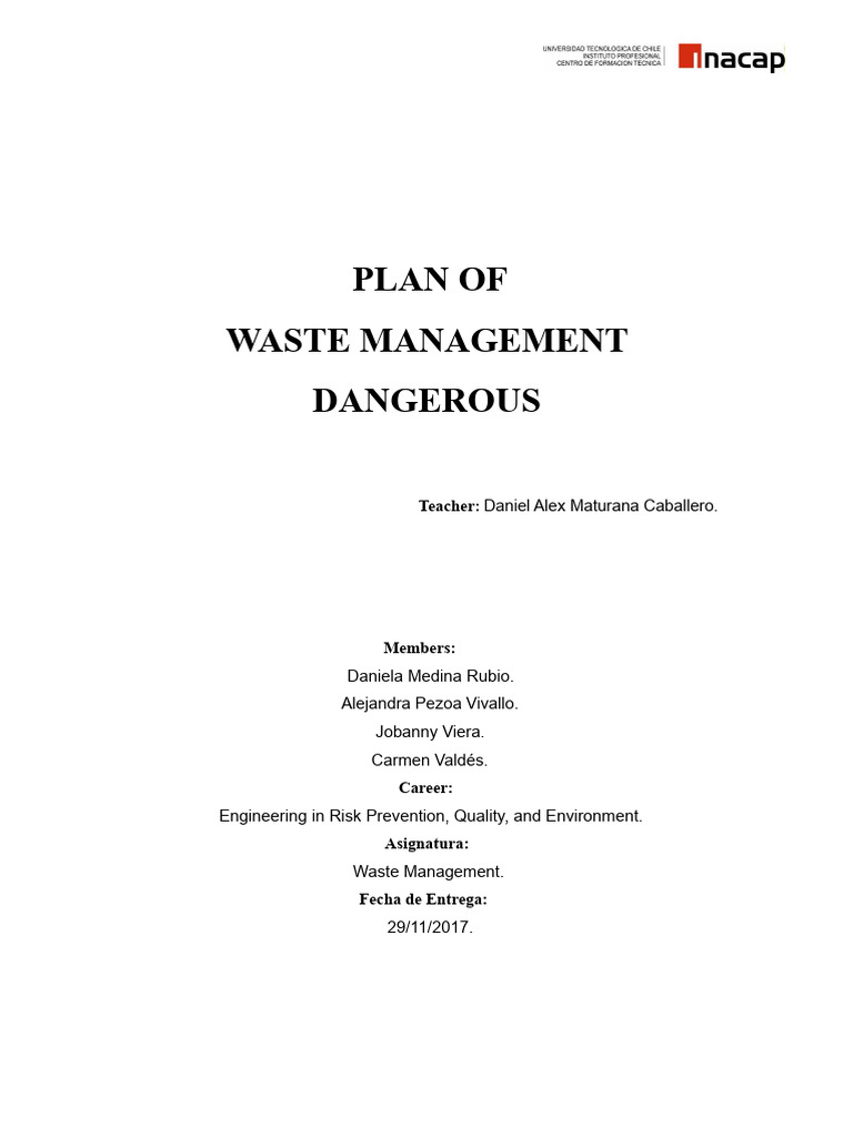 Industrial Hazardous Waste Management Plan | PDF | Waste | Waste Management