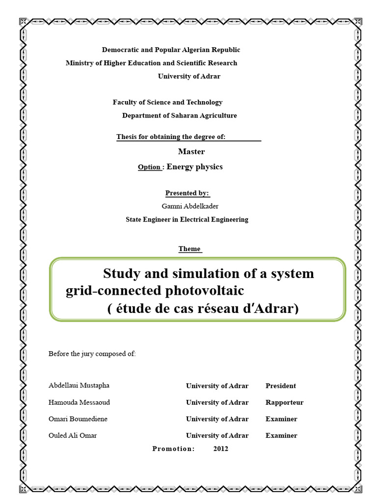 Photovoltaic System Simulation Thesis | PDF | Photovoltaics ...
