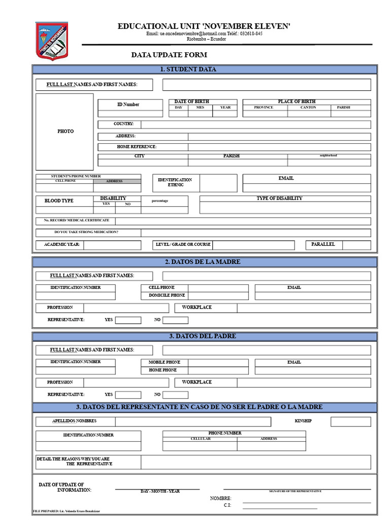 Student Data Update Form 20-21 | PDF