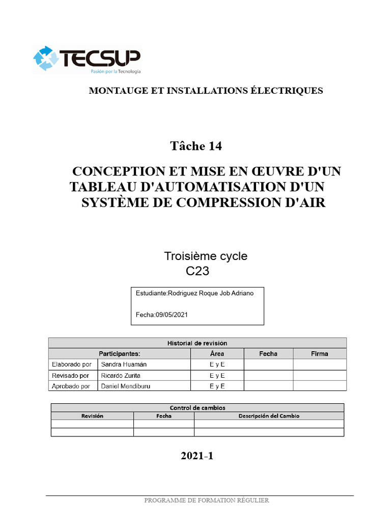 Tableau d'automatisation pour compresseur d'air | PDF