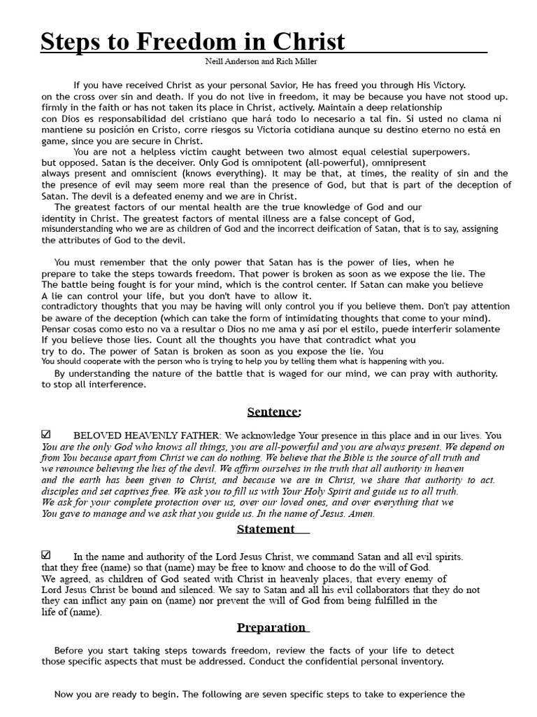 Steps to Freedom in Christ Guide | PDF | Forgiveness | Jesus